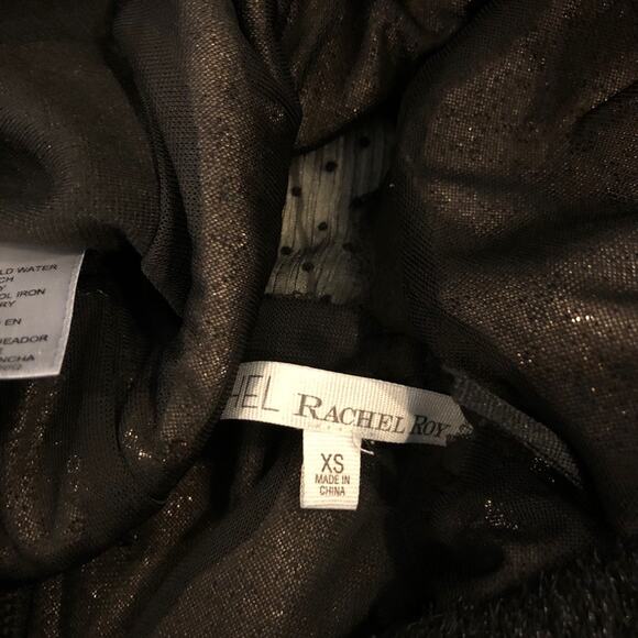 RACHEL Roy black mini dress w/sequins and faux fur - Picture 8 of 8